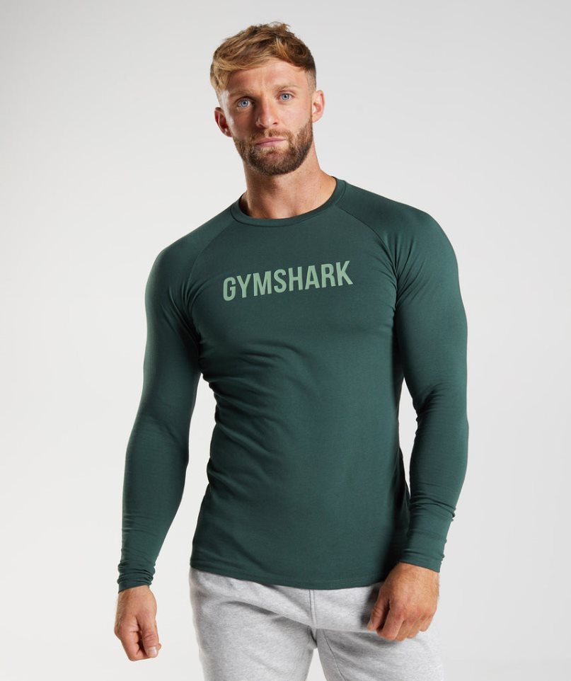 Koszulki Gymshark Apollo Long Sleeve Męskie Zielone | PL 182RQD